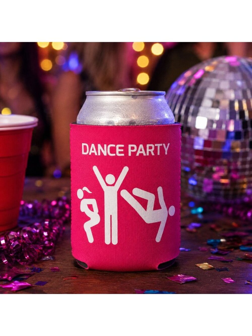 Bonny Can Bottle Coozie Vintage Style Pink Novelty Dance Party Funny Gift New